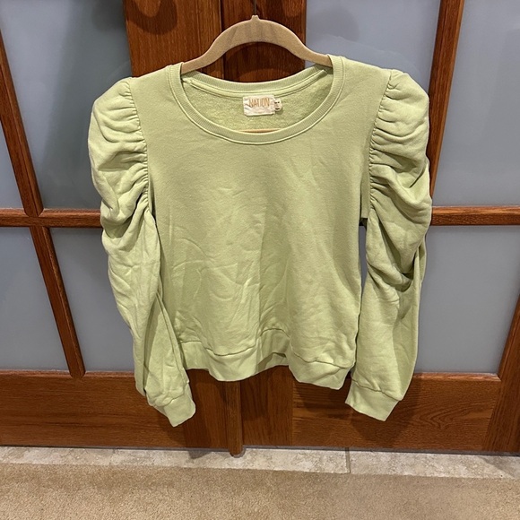 Nation LTD Tops - Nation LTD Sage Green Puff Sleeve Sweatshirt​